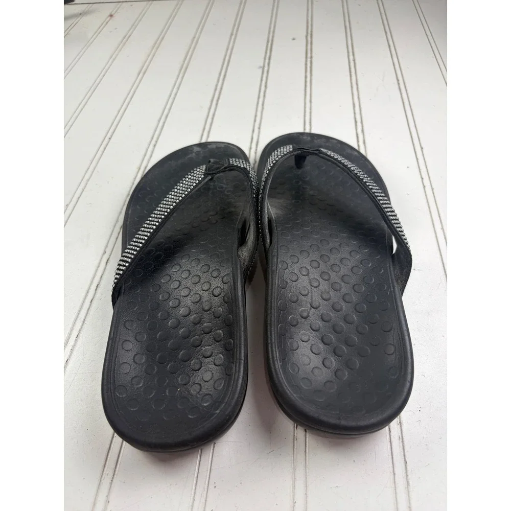 Vionic High Tide Black Rhinestone Orthotic Flip Flop Sandals Women's Size 8-8.5